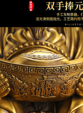 纯铜财神爷神像摆件家居供奉元宝财神爷文财神客厅店铺开业礼品