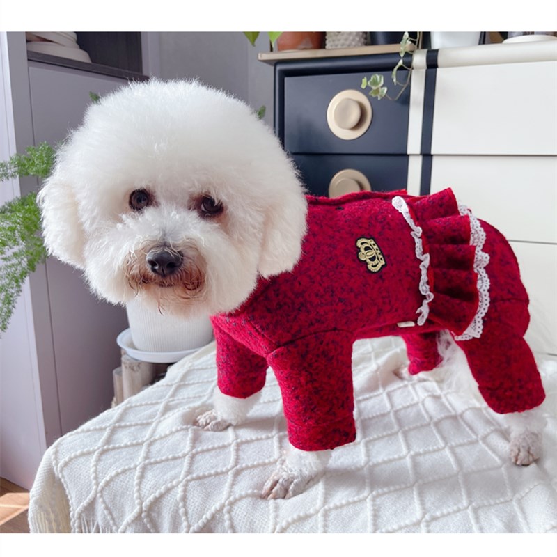 安班宠物保暖冬装泰迪比熊法斗猫咪犬短腿加厚包肚新年棉大衣过冬