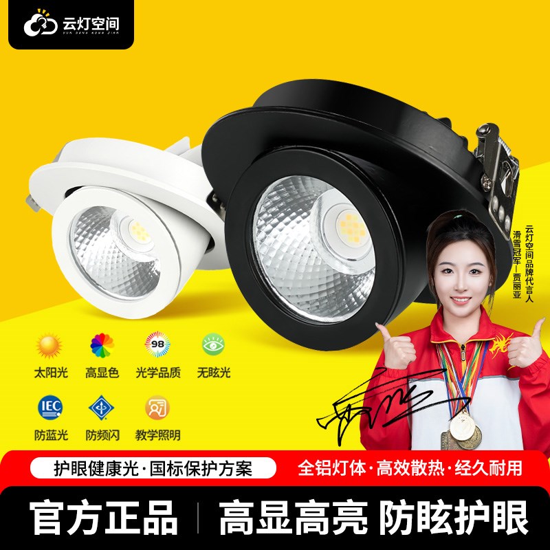 象鼻灯led射灯服装店铺专用嵌入式开孔12公分三色变光筒灯天花灯