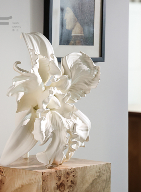 形上3D立体花朵雕塑装饰品摆件酒店服装店高级感法式玄关艺术品