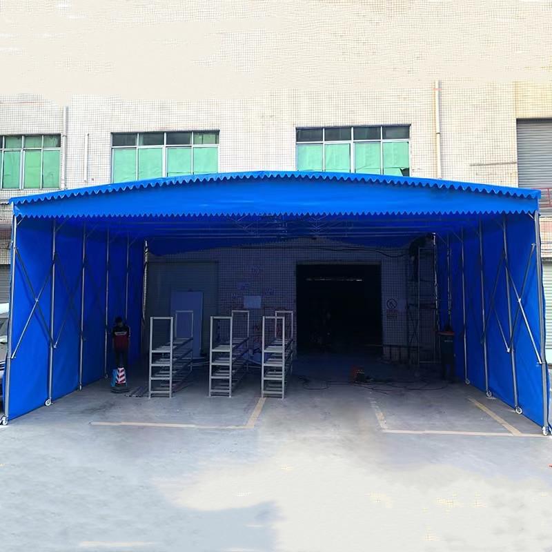 大型排档夜市帐篷移动推拉雨棚仓库电动防雨遮阳棚伸缩式篮球场蓬