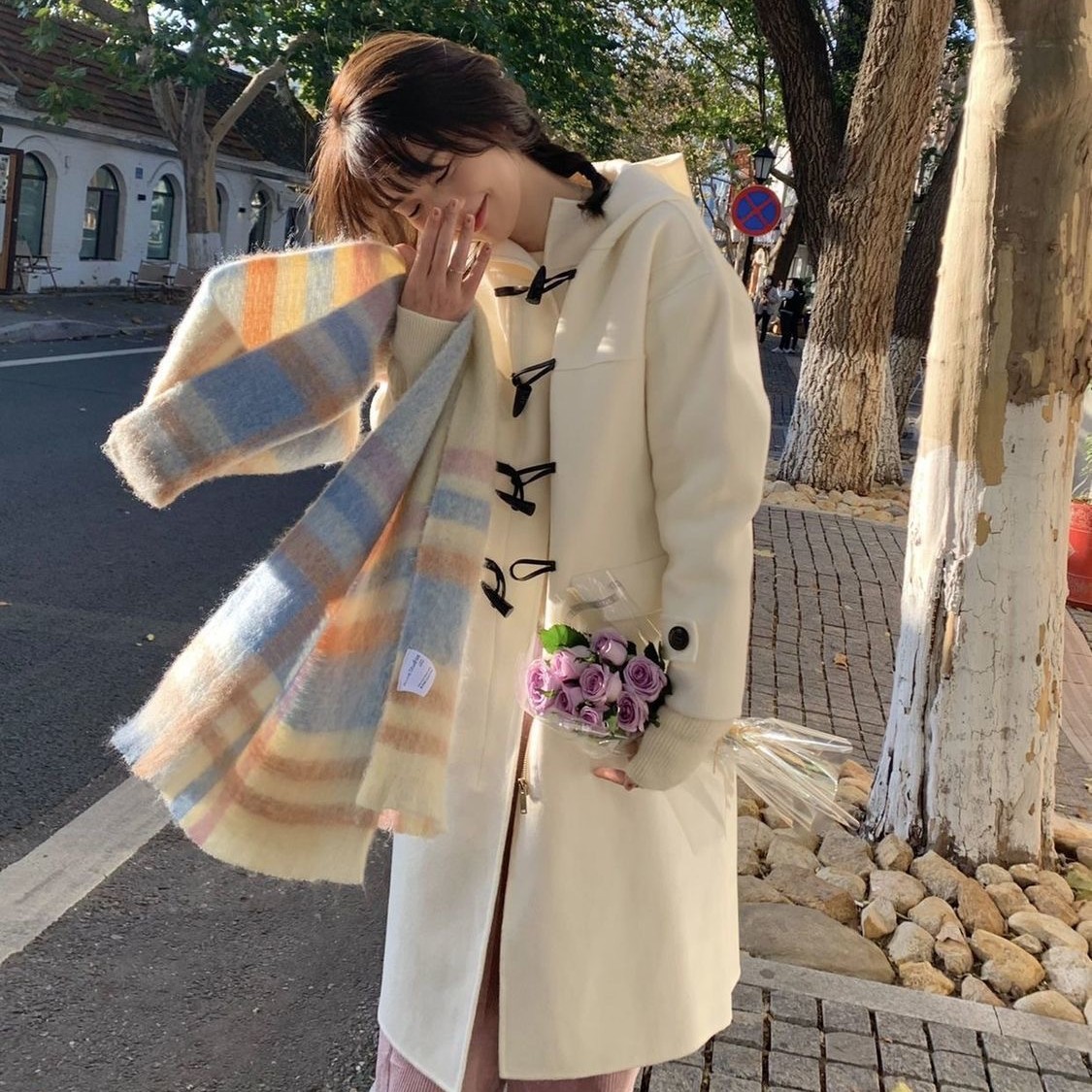 软绵绵毛绒感软糯围巾女冬季百搭