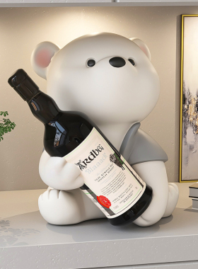 卡通熊红酒架酒柜装饰品摆件家居饰品轻奢高档餐边柜橱柜乔迁礼物