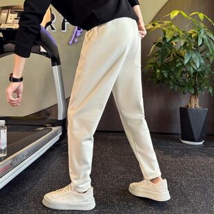 男款直筒卫裤白色男裤纯色百搭裤子2024新款春秋季潮牌运动休闲裤