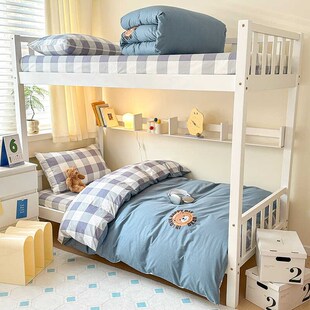 学生全棉床上三件套宿舍纯棉被套床单寝室床笠款上下铺单人床专用