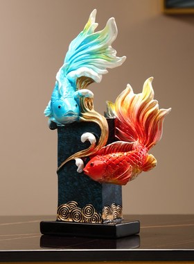 乔迁新居年年有余摆件家居饰品 酒柜电视柜装饰品创意客厅鱼摆设