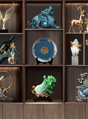 直销新中式轻奢高档家居装饰品摆件客厅办公N室展示柜博古架软装