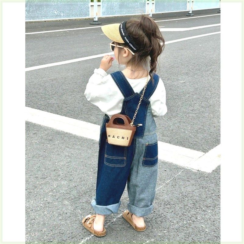 春秋韩版童装女童秋季洋气新款背带裤套装白色打底衫牛仔裤两件套,童装/婴儿装/亲子装,儿童牛仔裤,淘宝优惠券,粉丝福利购,淘宝优惠卷