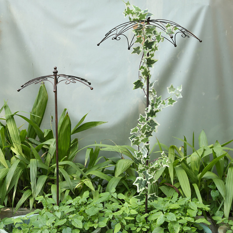 美式做旧铁艺植物爬藤架阳台户外月季支架雨伞花插庭院攀爬花架