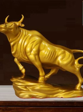 全铜财运牛摆件家居客厅玄关书房办公室装饰旺市牛工艺品送礼中式
