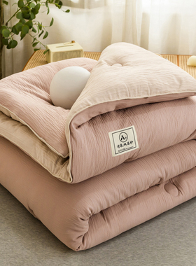 2024新款A类皱皱双层纱大豆纤维冬被学生宿舍加厚棉被子春秋被芯