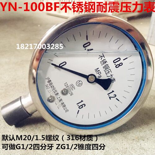 不锈钢耐震压力表YN-100BF 耐高温蒸汽压力表 径向充油抗震压力表