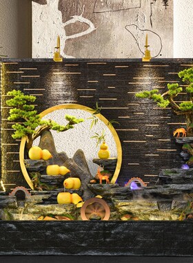 水幕墙流水屏风玄关循环水假山喷泉入户招财景观装饰客厅落地摆件