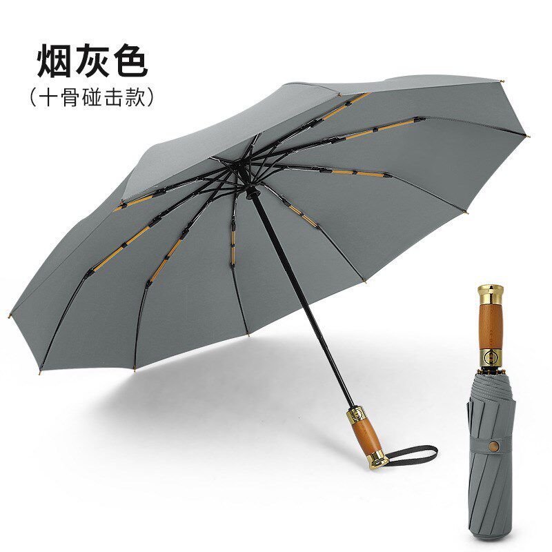 全自动木柄太阳伞晴雨伞超大男士三折高尔夫伞广告礼品商务伞