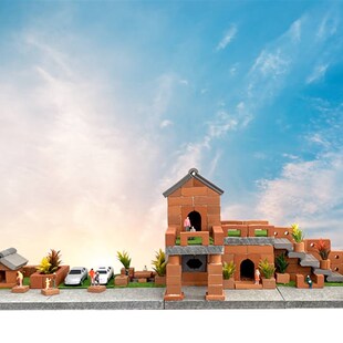 961节a小小泥瓦匠儿童手工建房盖房玩具DIY迷你砖头制作益智礼物