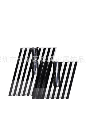 现代简约欧式轻奢黑白条纹水晶花器花插摆件样板房售楼处软装饰品