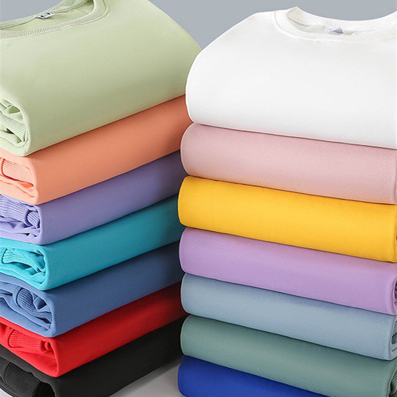 男女薄款纯色宽松落肩圆领卫衣广告文化衫工作服来图定制印LOGO