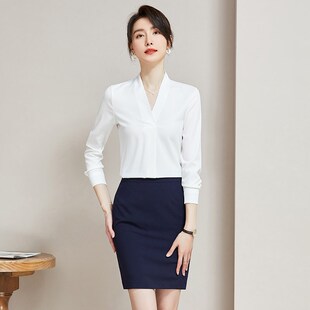 前台时尚 雪纺衬衫 西服打底工作服套裙 女长袖 春秋高端空姐职业套装