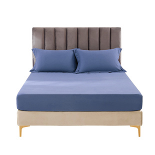 A类纯棉床笠单件床罩全棉1.8m米蓝灰色150x190席梦思床垫套罩定制