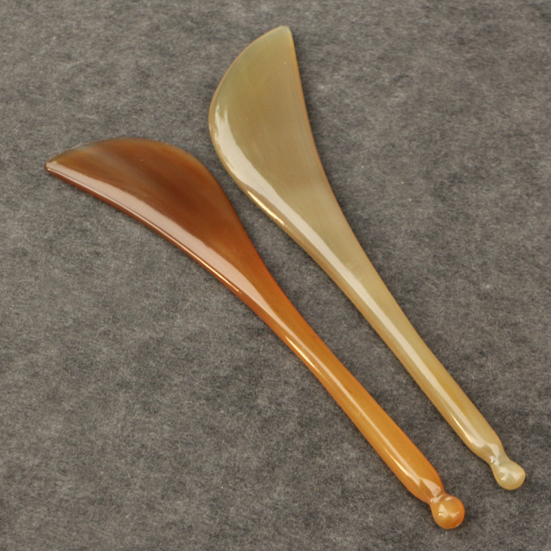 天然白牦牛角脸部眼部拨筋点穴棒刮脸刀面部刮痧眼霜面霜导入棒