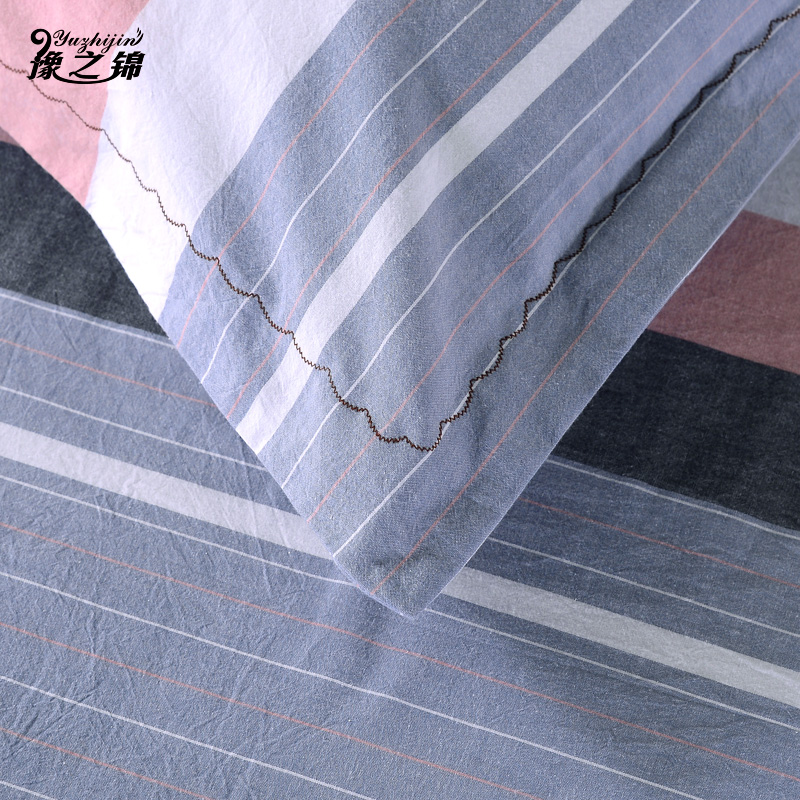 全棉水洗棉四件套纯棉床单被套学生宿舍夏季简约单双人1.5m1.8m床