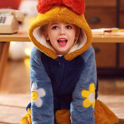 儿童睡衣春秋珊瑚绒白雪公主女孩女童加厚法兰绒睡衣宝宝长款睡袍