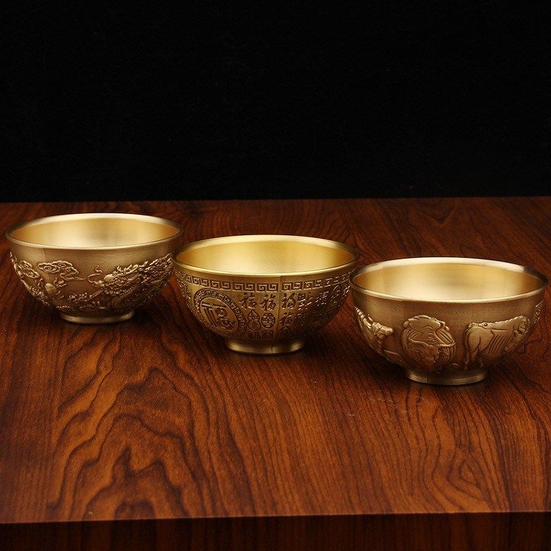 纯铜百福碗黄铜五牛供水碗家用中式装饰摆件佛具双龙铜碗佛前用品,家居饰品,桌面摆件,淘宝优惠券,粉丝福利购,淘宝优惠卷