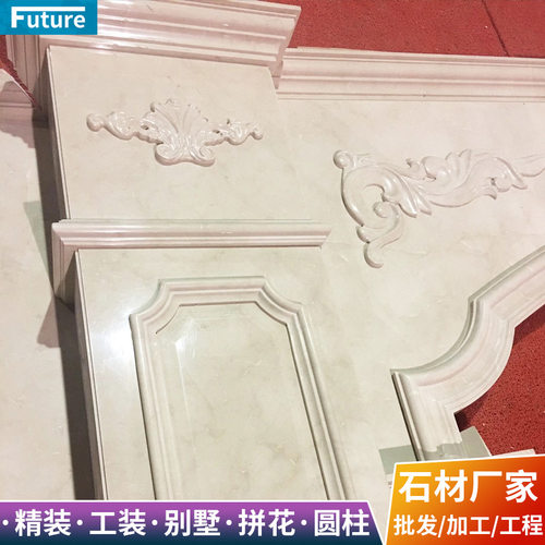 大理石线条圆柱 别墅酒店装修工程石材成品 罗马柱门窗套厂家直销