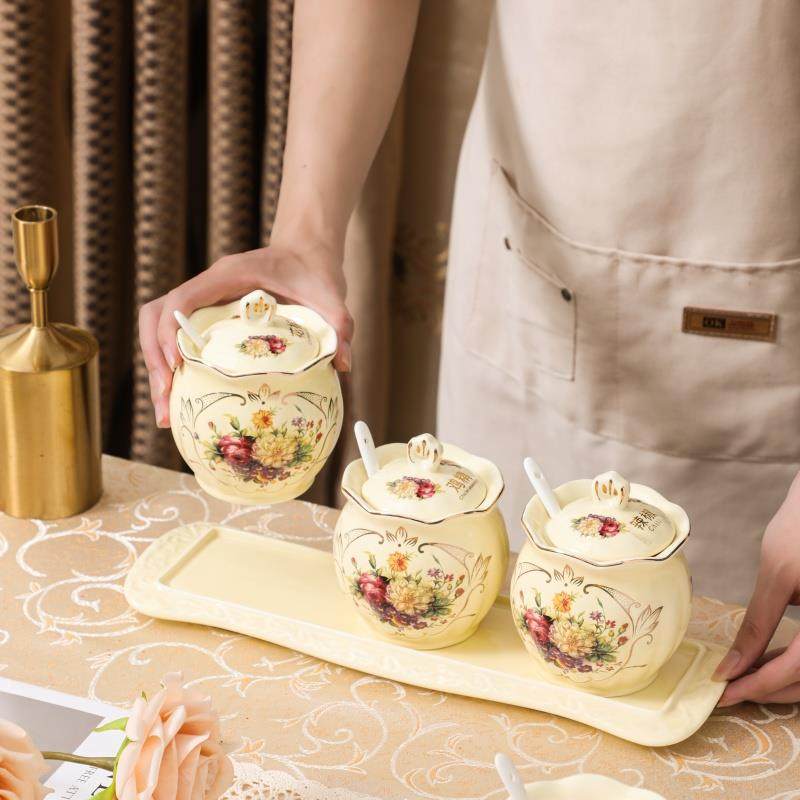 欧式陶瓷调味罐盐罐味精辣椒盒子家用厨房调味瓶高档酱油油醋罐套,厨房/烹饪用具,调味瓶罐/调料研磨器,淘宝优惠券,粉丝福利购,淘宝优惠卷