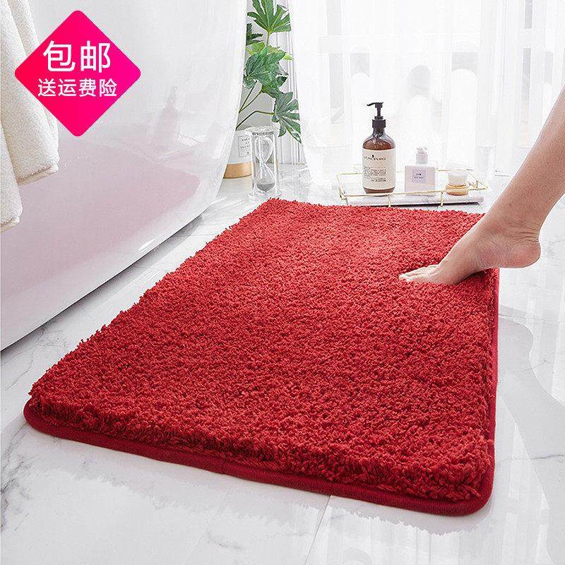 加厚纯红色吸水地垫大红色踏脚垫家用浴室防滑垫厕所门垫地毯垫子,居家布艺,家用脚垫,淘宝优惠券,粉丝福利购,淘宝优惠卷
