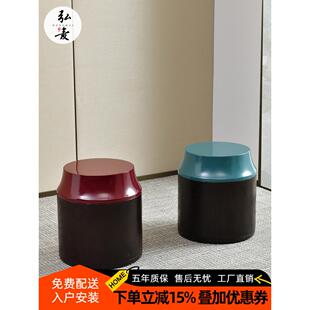 新中式圆凳极简小鼓凳家用木制阳台喝茶客厅高档实木登子化妆凳