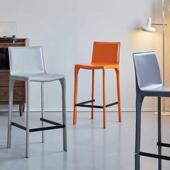 轻奢吧台椅家用高脚凳意式 马鞍皮高吧椅酒吧前台靠背吧凳