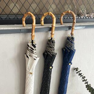 竹柄日系小清新晴雨两用黑胶少女防晒小洋伞遮阳小长柄伞