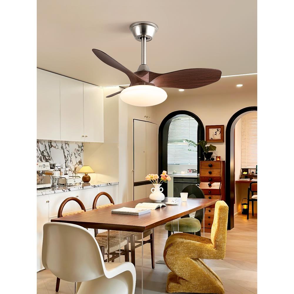 风扇灯新中式胡桃色大风力吊扇灯家用LED客厅餐厅吊灯一体电扇灯