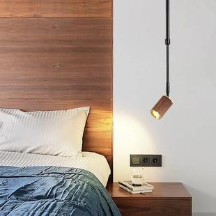 简约现代小吊灯北欧极简床头餐厅吊灯阅读带射灯吧台led实木灯具