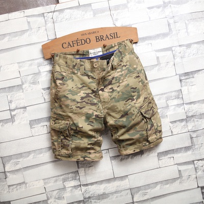 夏季厚款沙漠迷彩工装短裤男宽松牛仔五分裤潮流休闲5分中裤户外