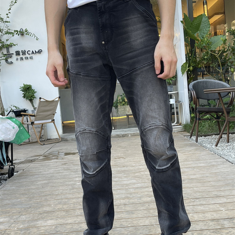 复古水洗牛仔裤男修身小脚裤