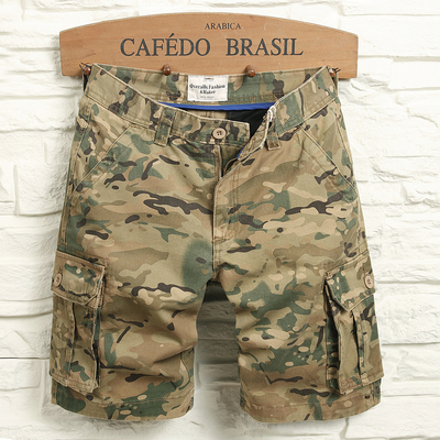 工装夏季直筒宽松潮牌迷彩ins