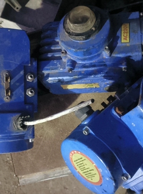 蓝色电动机，型号KOS20Y，电压AC220V，适合输送高粘