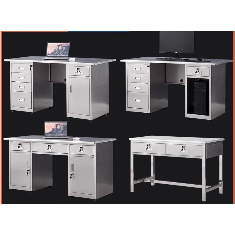 304不锈钢办公桌办公室电脑桌工厂车间操作台带抽屉工作台收银台