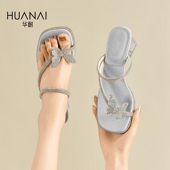 断码 清仓仙女风沙滩鞋 配裙子法式 华耐蝴蝶结2025新款 绝美凉拖鞋 子