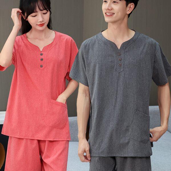 芈竹 情侣汗蒸服男足疗洗浴酒店苎麻微弹女款条纹大码家居睡衣,居家布艺,汗蒸服,淘宝优惠券,粉丝福利购,淘宝优惠卷