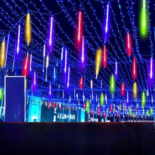 太阳能流星雨led灯彩色流水灯闪灯串灯户外防水挂树装饰彩灯树灯