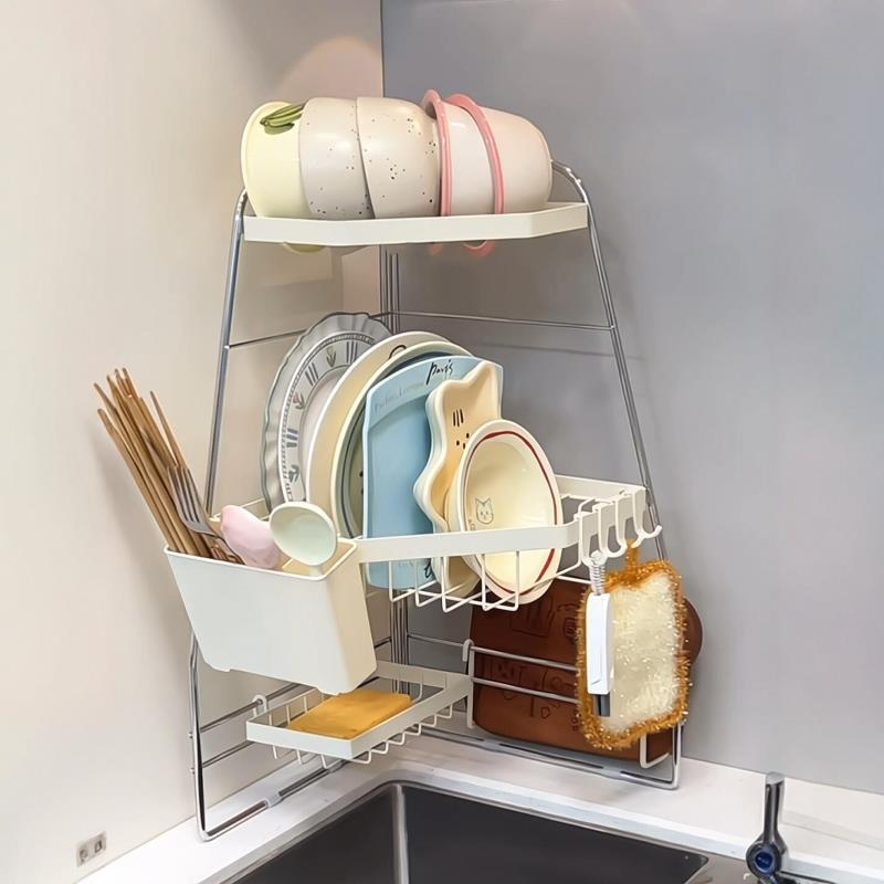 碗架厨房置物架放碗双层拐角家用2025新款高颜值碗筷收纳沥水简易