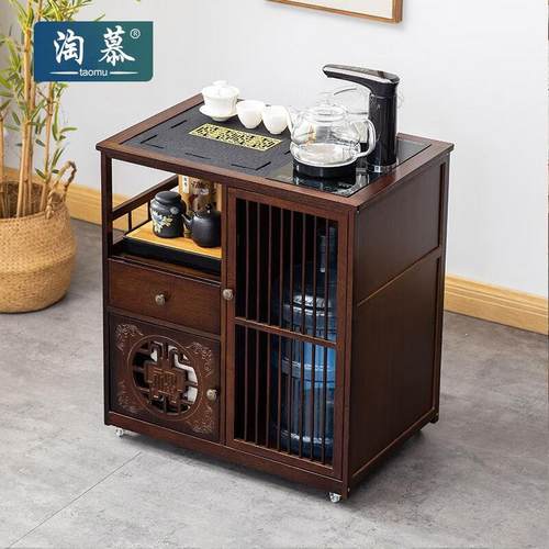 淘慕新中式移动茶桌家用小茶台客厅非实木茶车阳台泡茶几烧水壶一