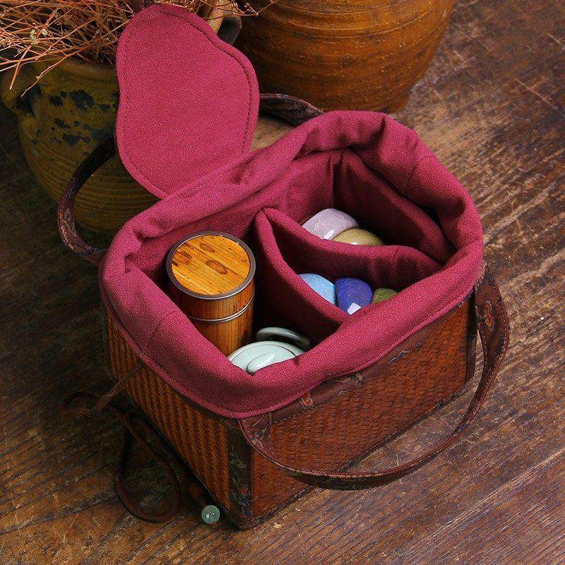 竹编旅行茶具收纳盒香云纱便携时尚收纳袋布艺包功夫茶具盒杯笼,餐饮具,茶道/零配,淘宝优惠券,粉丝福利购,淘宝优惠卷