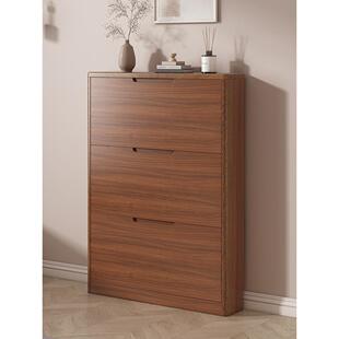 实木超薄翻斗式家庭入口鞋柜极窄流行入口入口柜集成墙鞋架储物柜