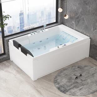 双人浴缸情侣家用瀑布冲浪按摩恒温加热嵌入式带电视酒店浴池别墅