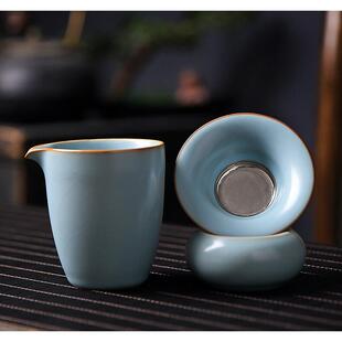 汝窑茶漏架茶滤不锈钢网公道杯组合海陶瓷茶具分茶隔器茶叶过滤器