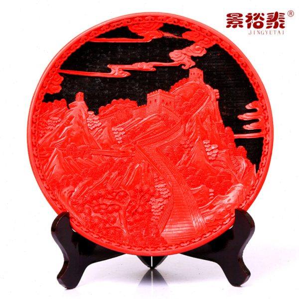 北京漆雕12寸漆盘漆器长城图案商务礼品摆件送老外北京特色礼品,家居饰品,装饰摆件,淘宝优惠券,粉丝福利购,淘宝优惠卷